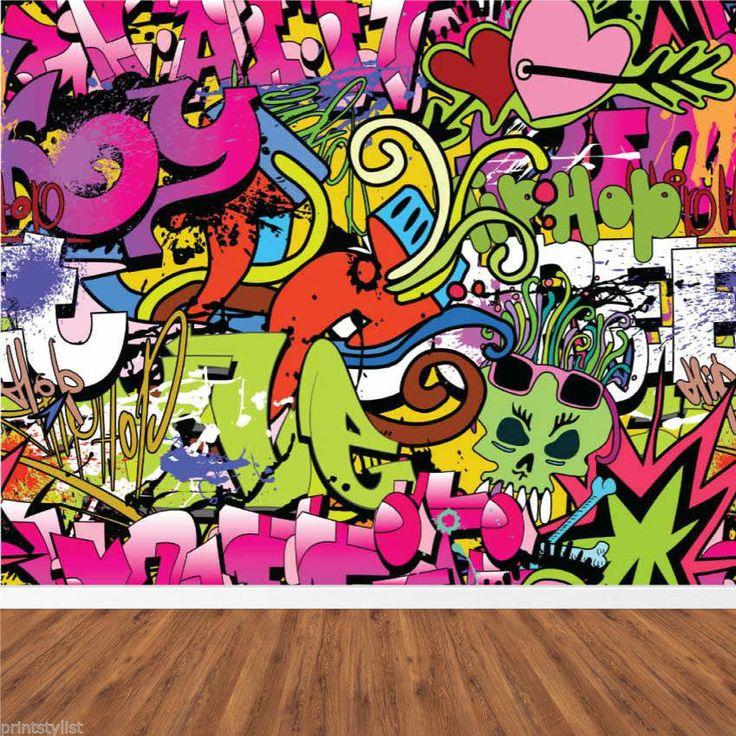 Retro graffiti artistic urban background wall mural wallpaper ...
