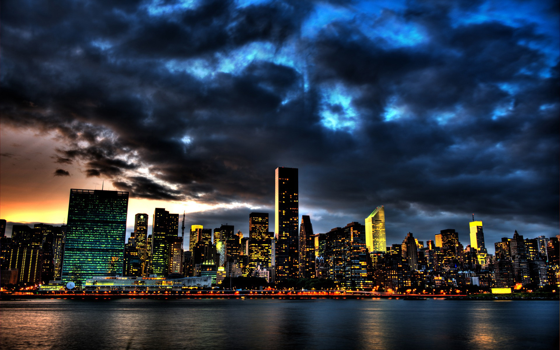 High Resolution New York Skyline at Night Wallpaper HD 5 City Full ...