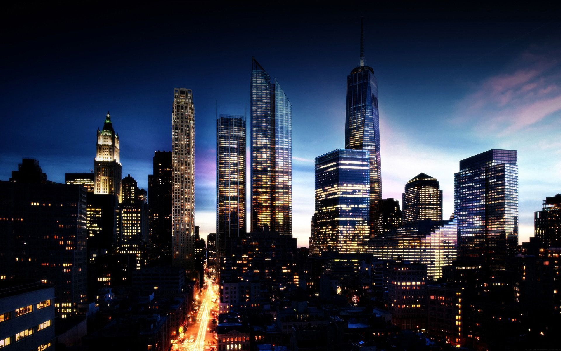 New York Skyscrapers At Night wallpaper