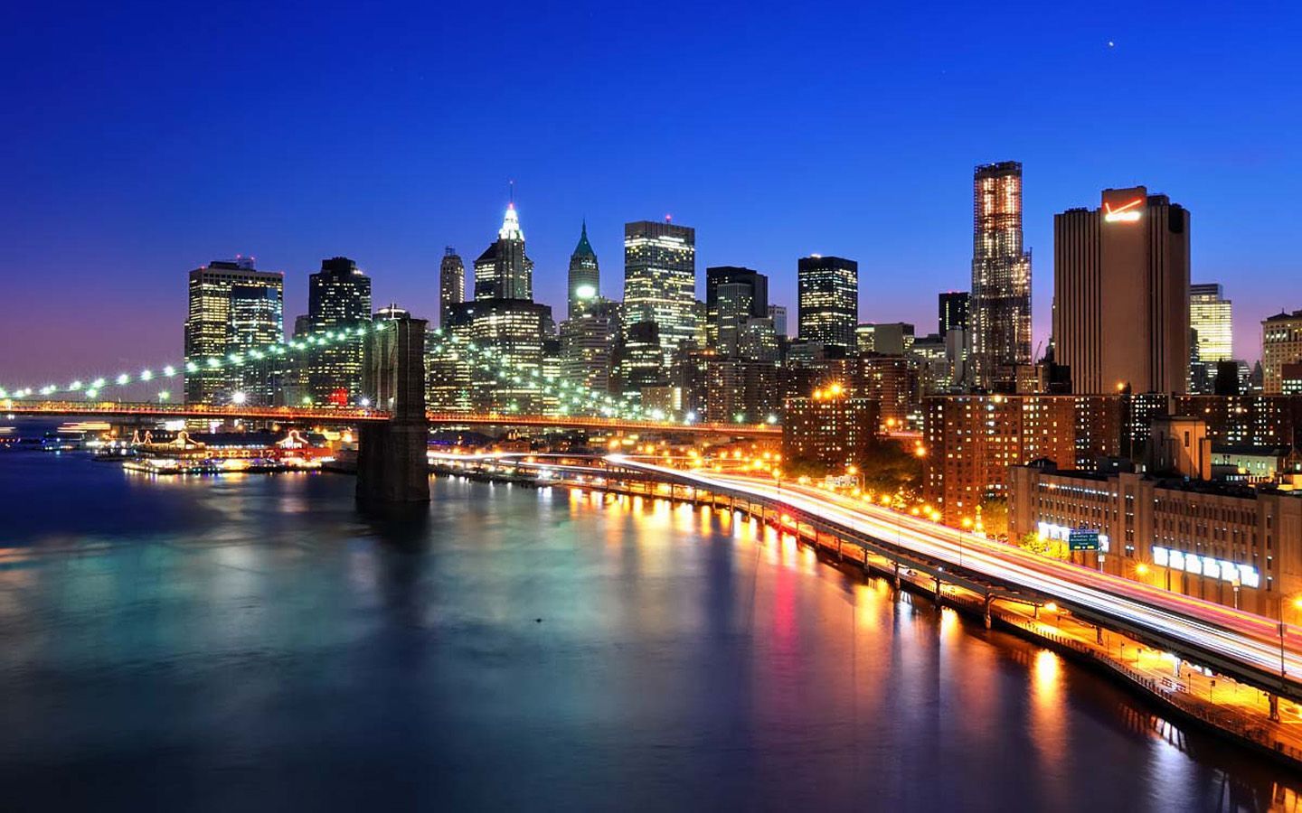 New York At Night Brooklyn Bridge wallpaper