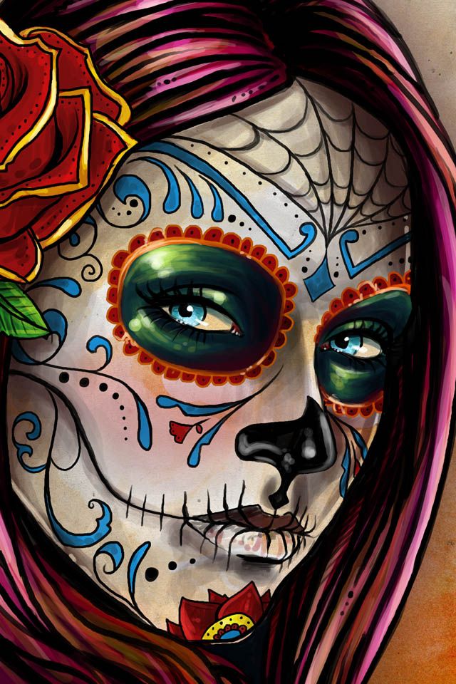 day of dead girl phone wallpaper | Mexican Sugar Skull Girl | Day ...