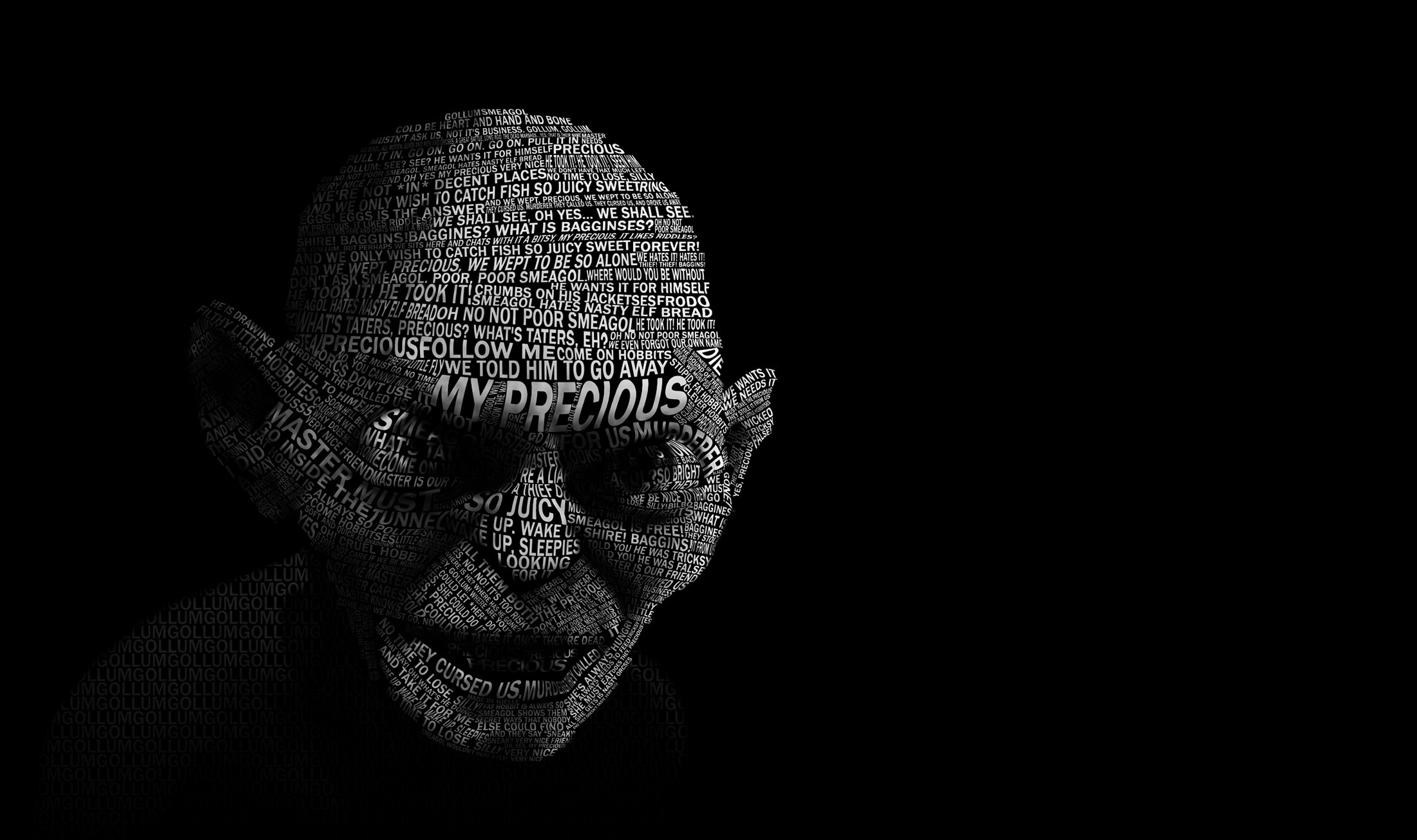 Gollum on black wallpaper wallpapers and images - wallpapers