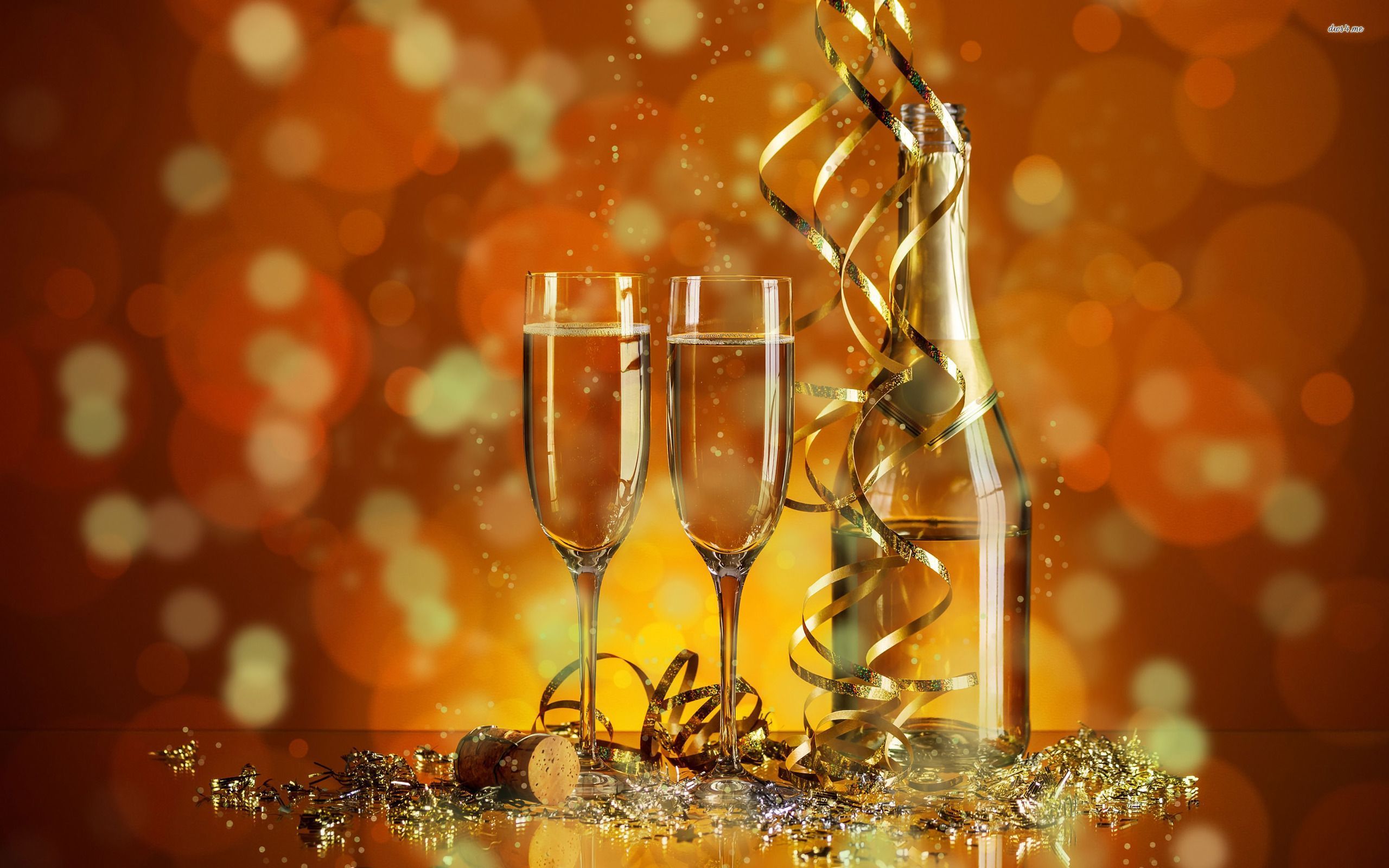 New Year celebrated with a glass of champagne wallpaper - Holiday ...
