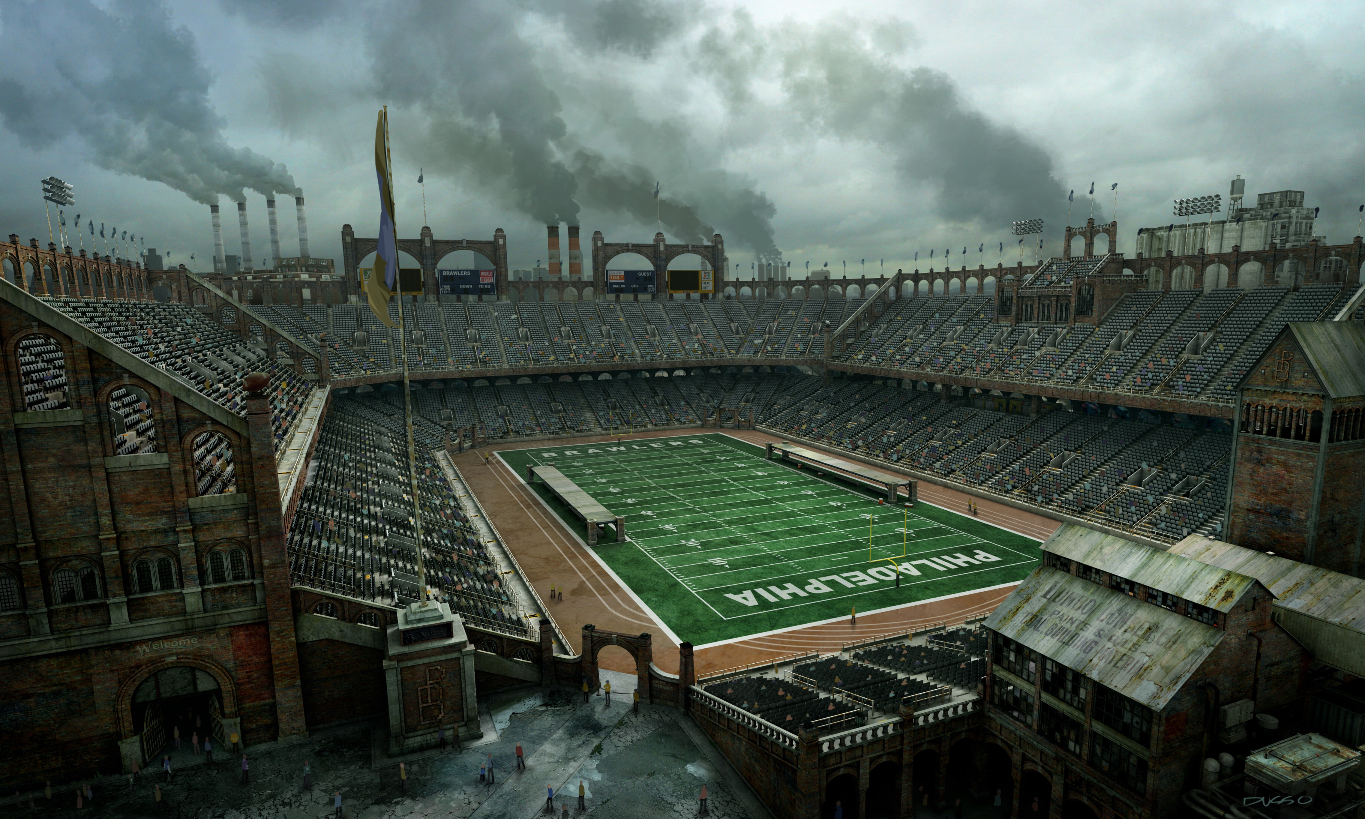 stadium, Concept Art, Video Games, Smoke, Philadelphia, Industrial ...
