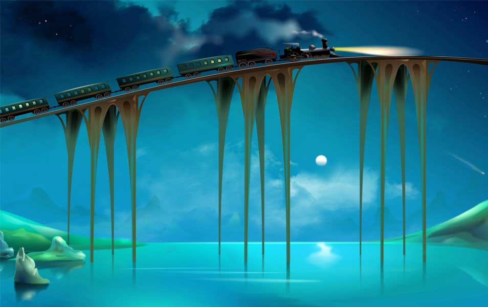 3D Bridge Train Wallpaper