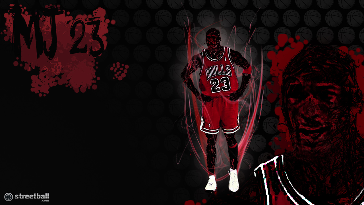MJ Jordan 23 Basketball Illustration Wallpaper - Streetball