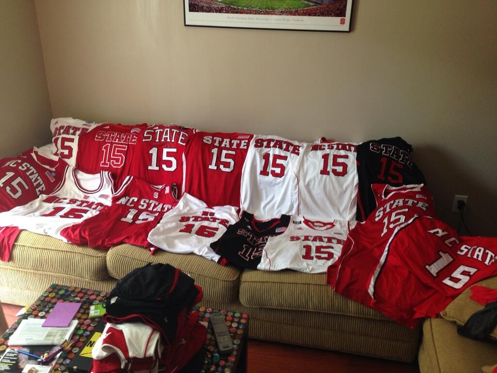 NC State's Scott Wood's complete Wolfpack game-worn jersey collection