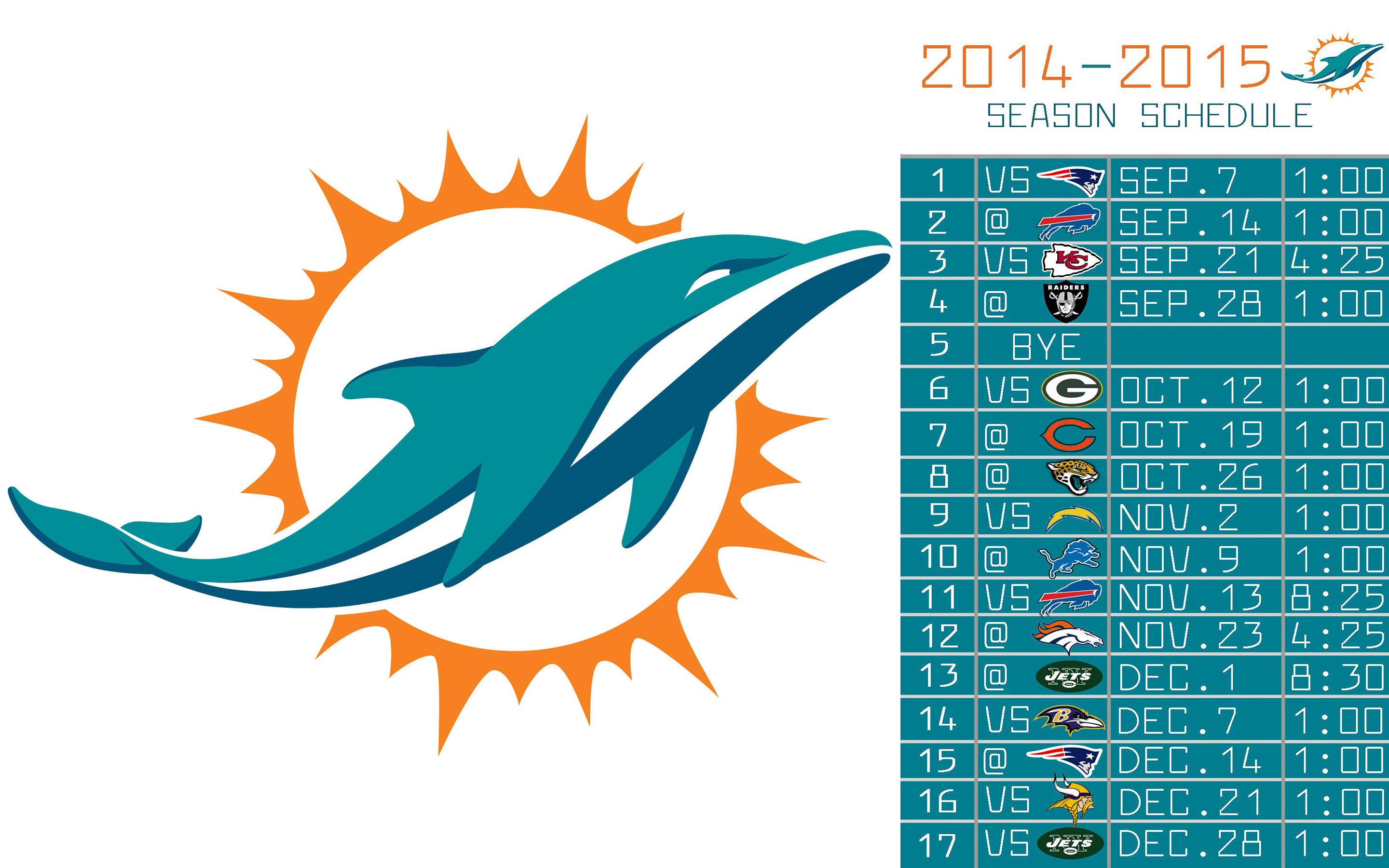 Miami Dolphins 2014 NFL Schedule Wallpaper