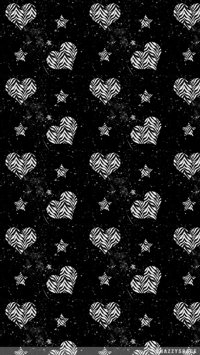 Zebra Stars Hearts iPhone Wallpaper