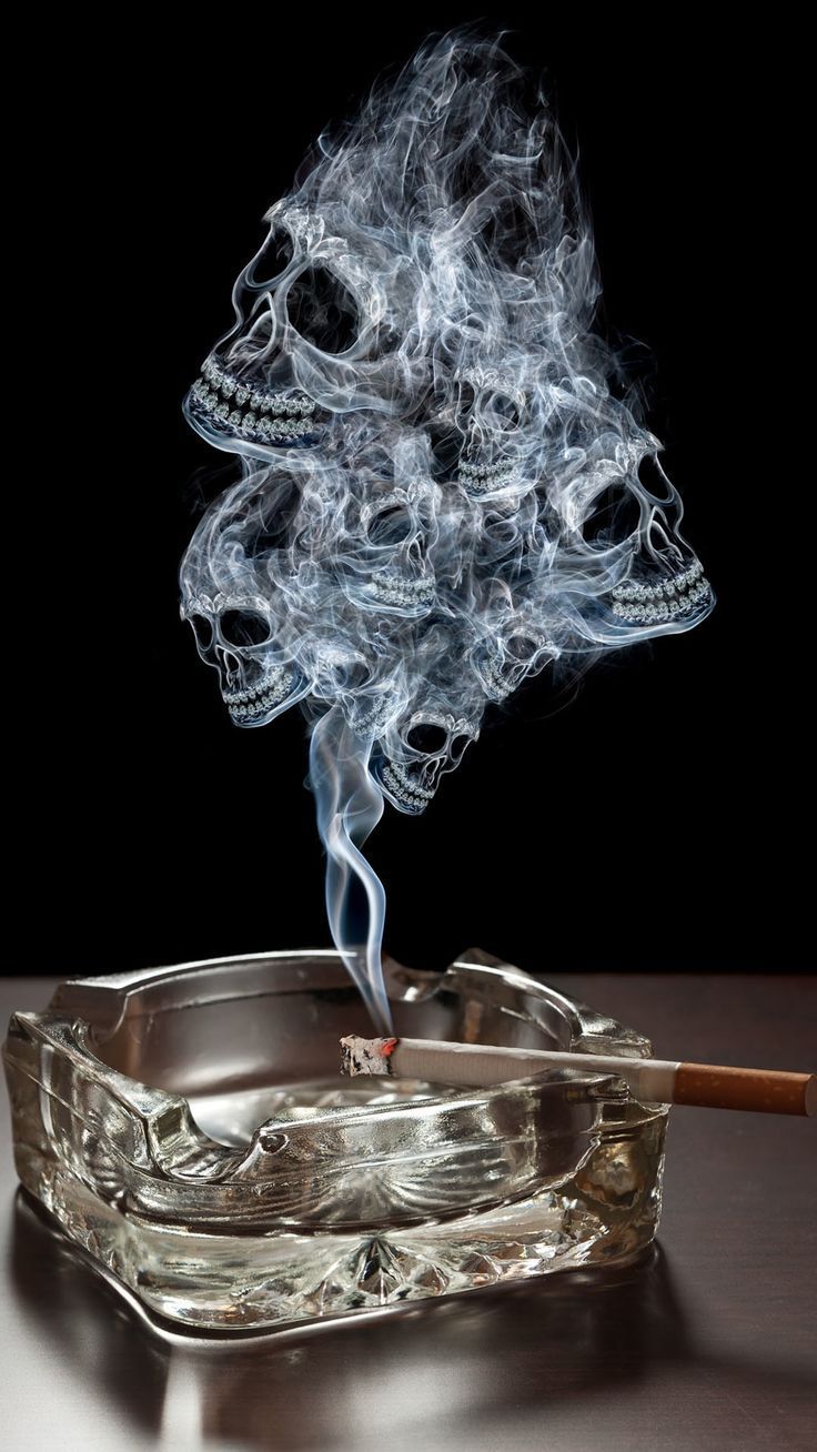 Smoke Skulls Ashtray Burning Cigarette iPhone 6 Plus HD Wallpaper