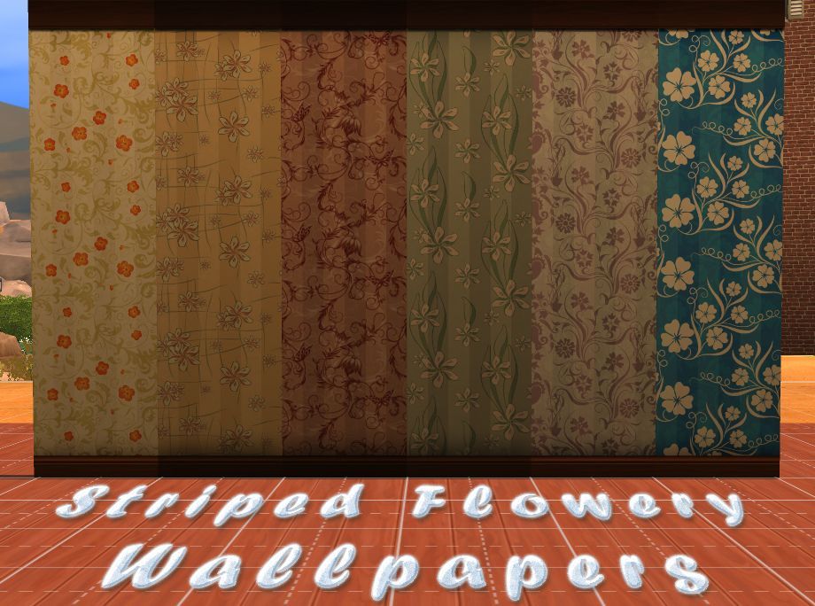 Mod The Sims - Striped Flowery Wallpapers
