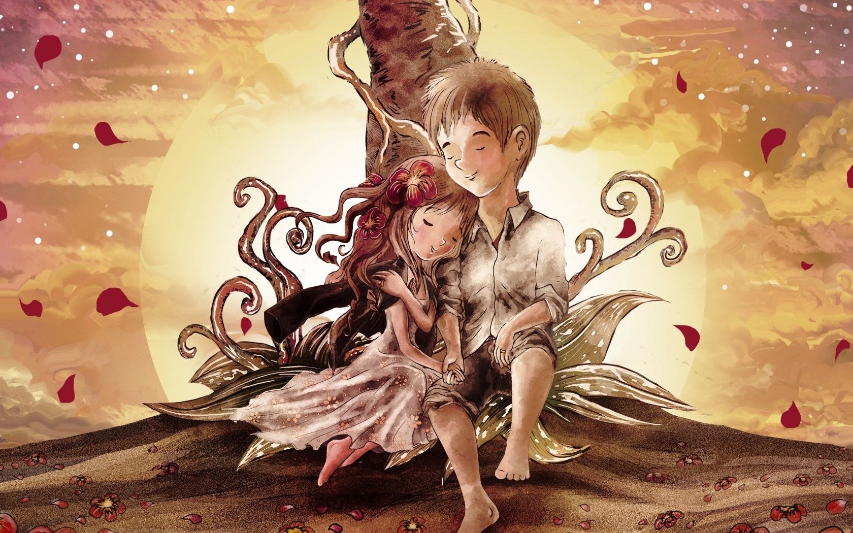 Anime Boy Girl Love Art Wallpapers - New HD Backgrounds