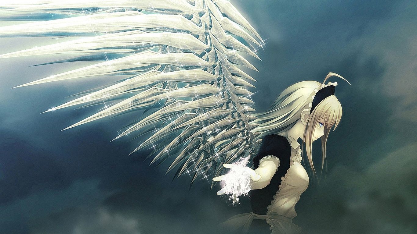 1366x768 Angel Anime Wallpaper
