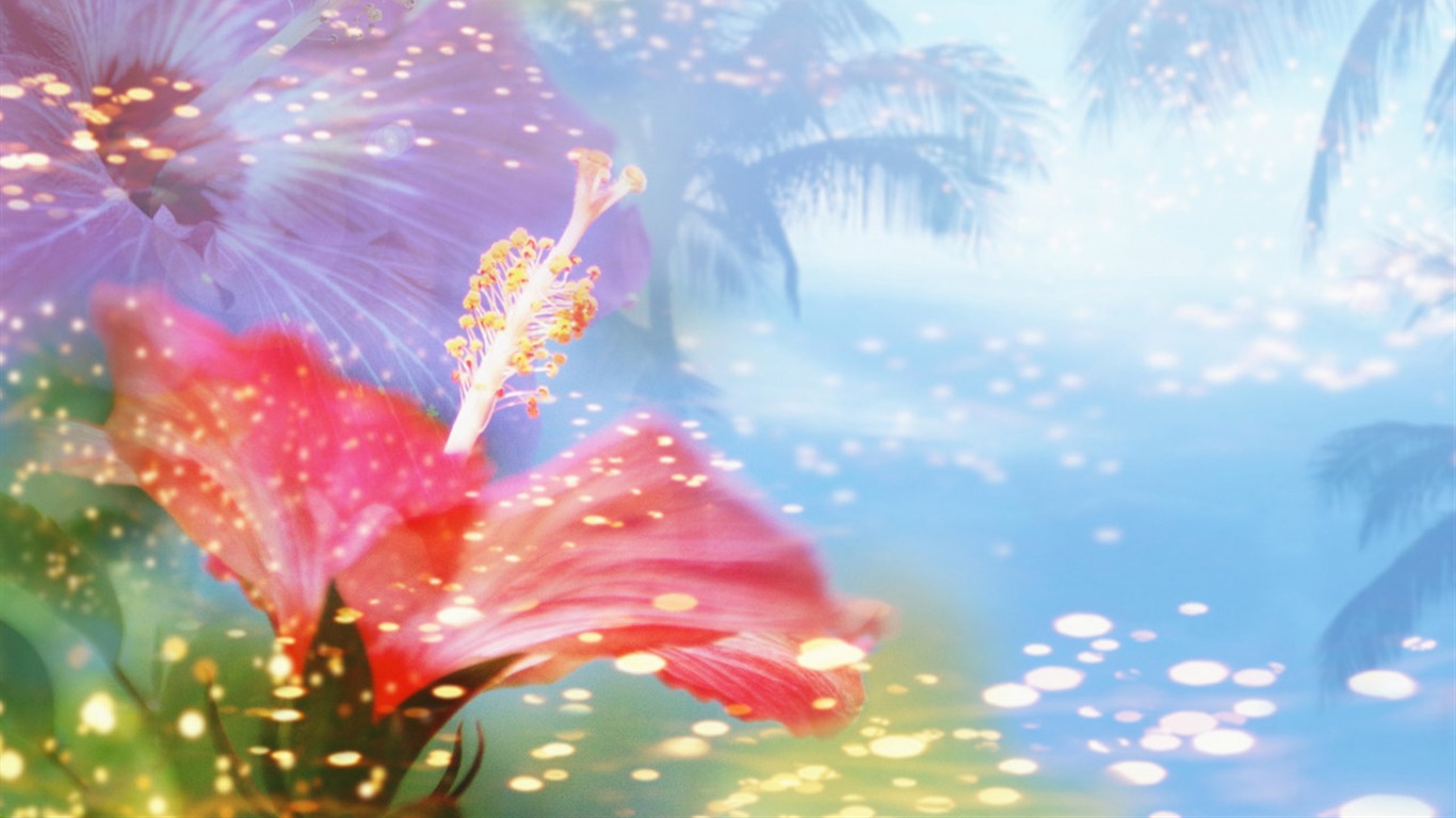 Fantasy CG Background Flower Wallpapers - 1366x768 Wallpaper