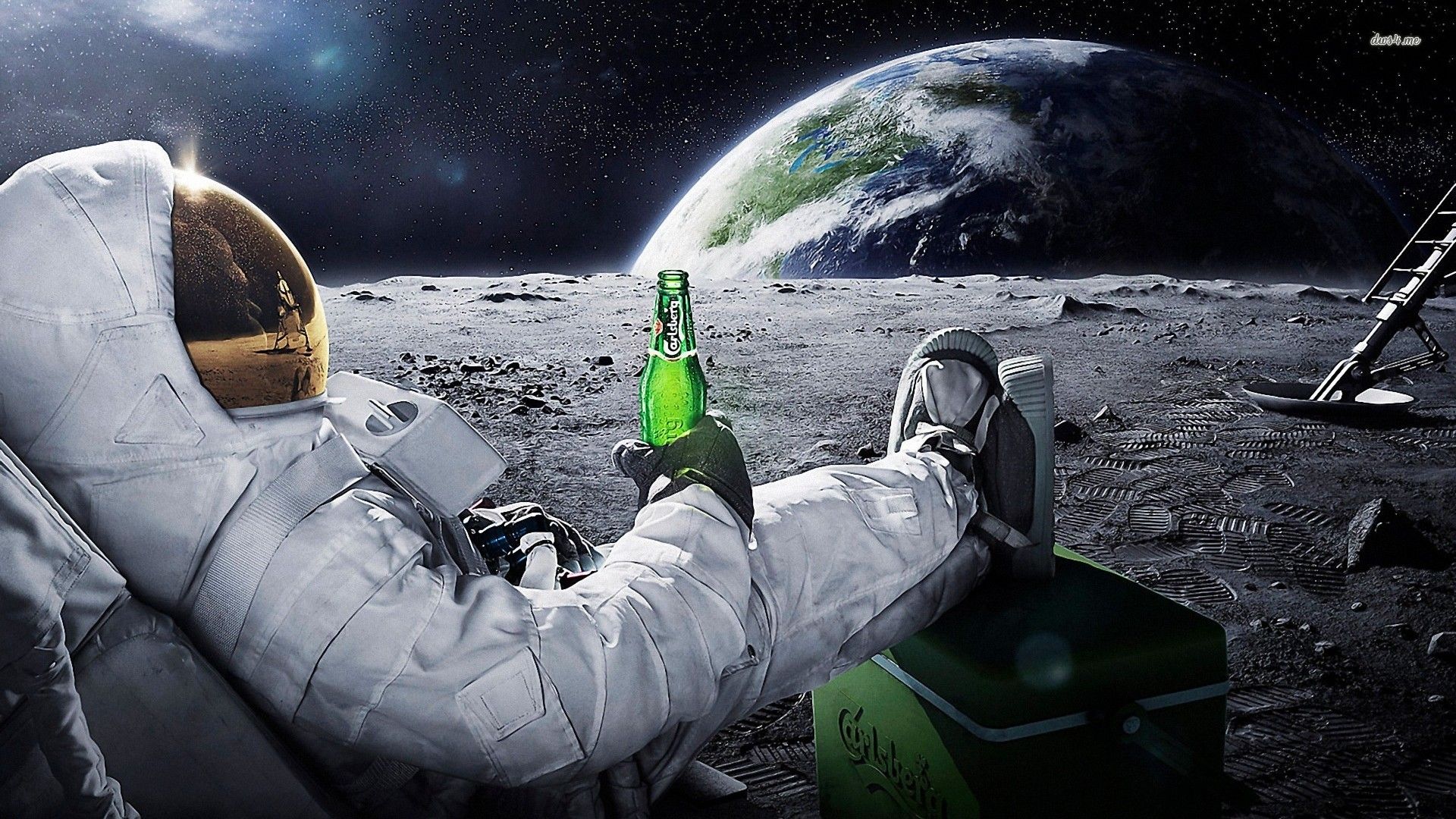 Astronaut enjoying a Carlsberg on the Moon wallpaper - Digital Art ...