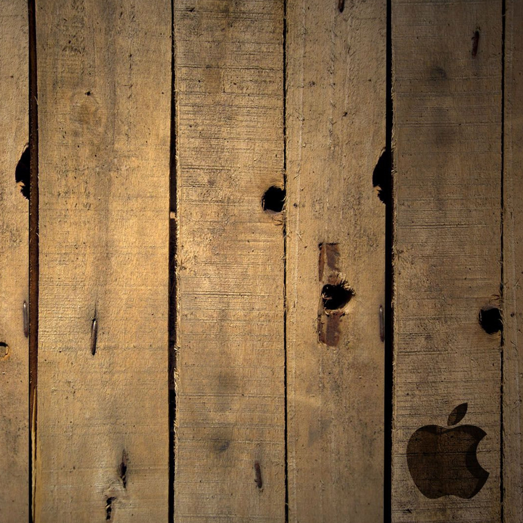 Wood and apple logo iPad Wallpaper Download iPhone Wallpapers