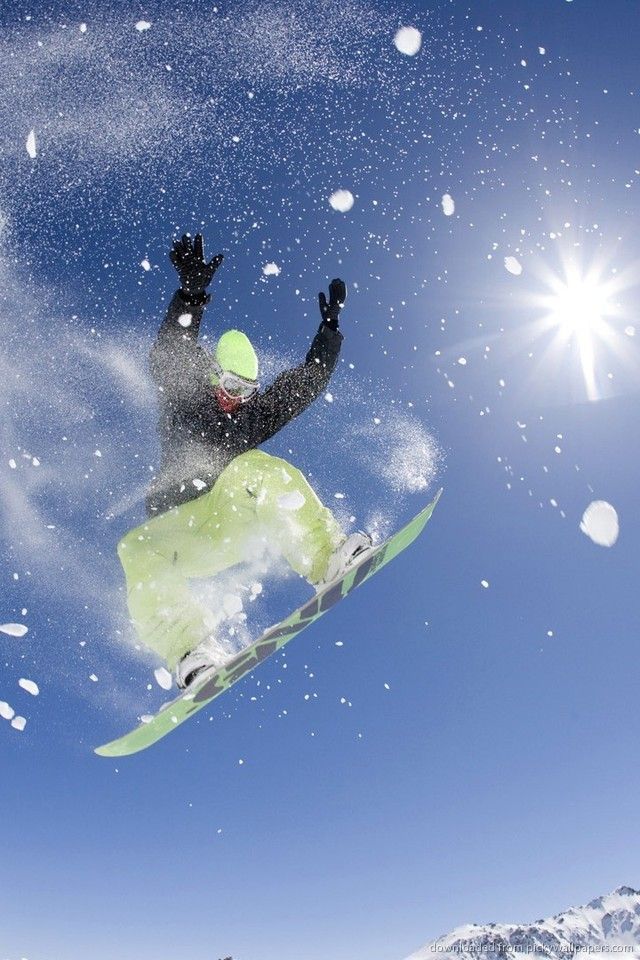 Download Snowboard Fisheye Jump Wallpaper For iPhone 4