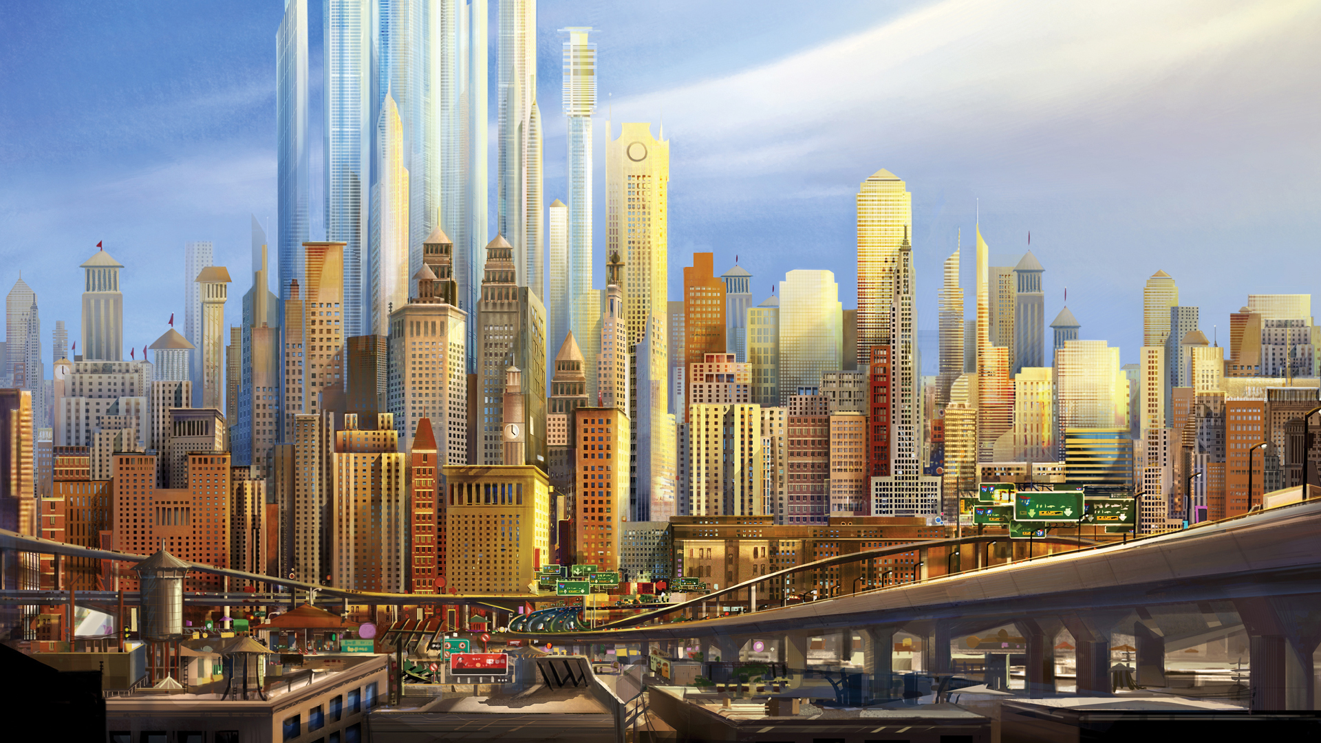 7 Animated Megamind city HD wallpaper :: Anime City Painting Hd