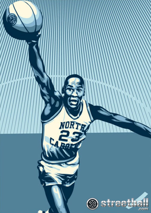 Michael Jordan North Carolina Dunk Illustration - Streetball