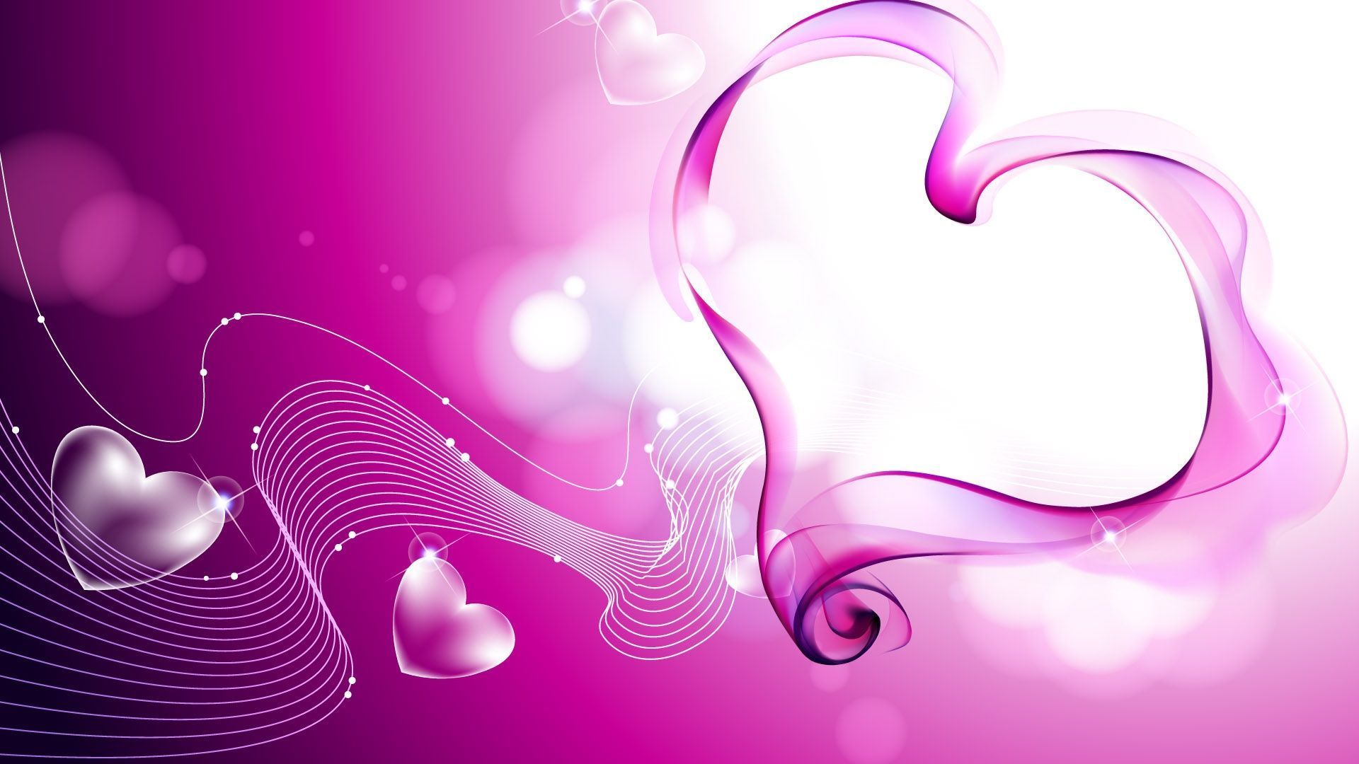 Download Wallpaper 1920x1080 Heart, Smoke, Love, Mist, Lavender