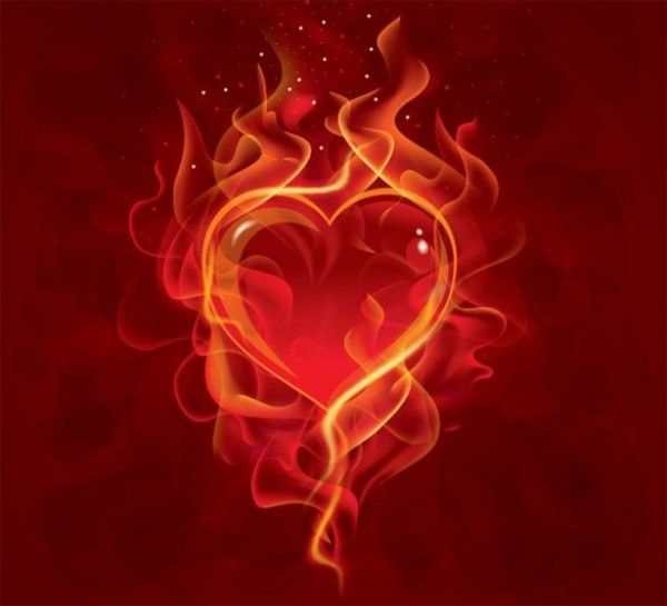 Flaming Glass Heart Vector Background - Backgrounds free download