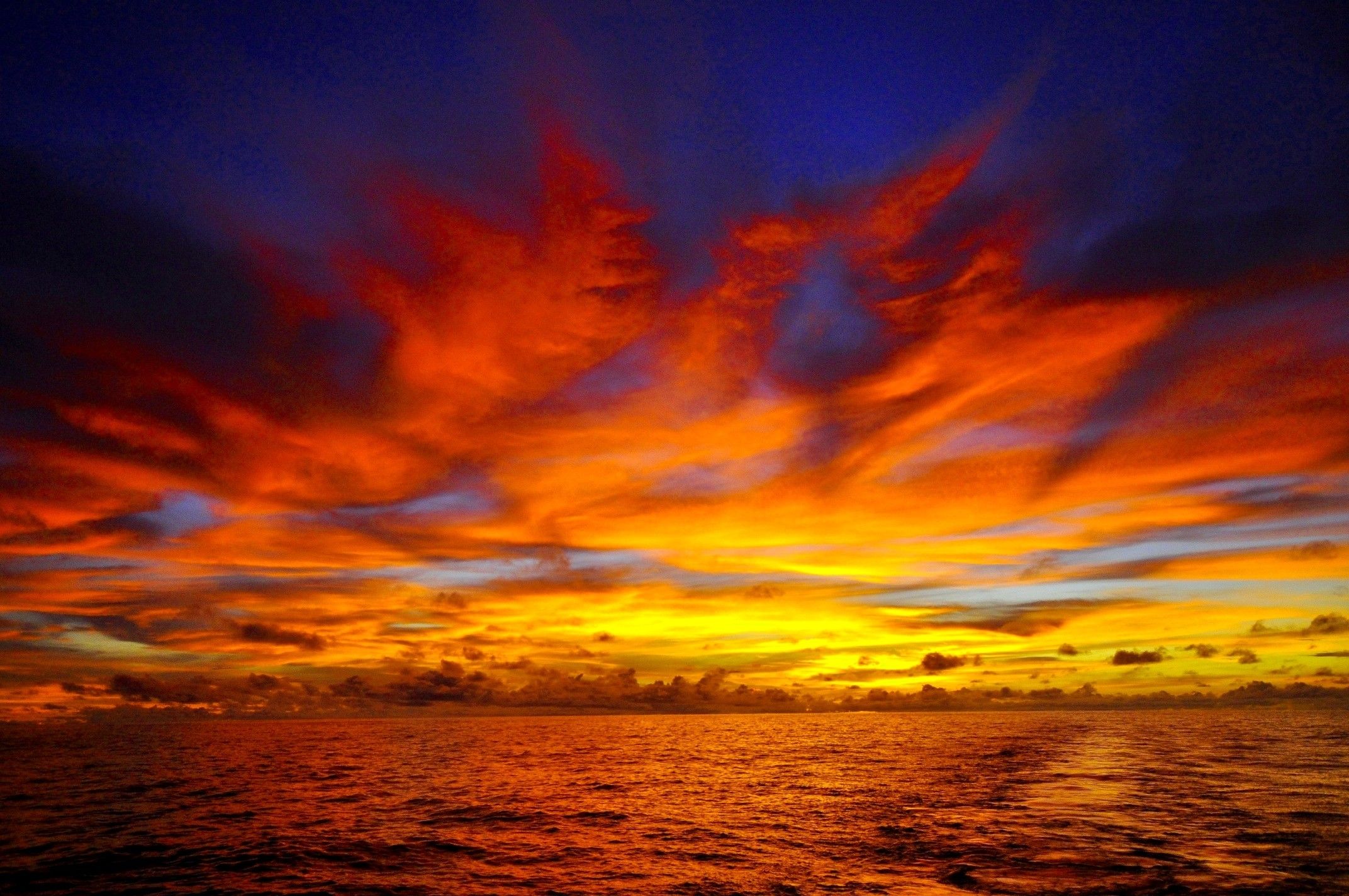 Sunsets: FLAMING SKY Naure Sunset Sea Desktop Backgrounds for High ...