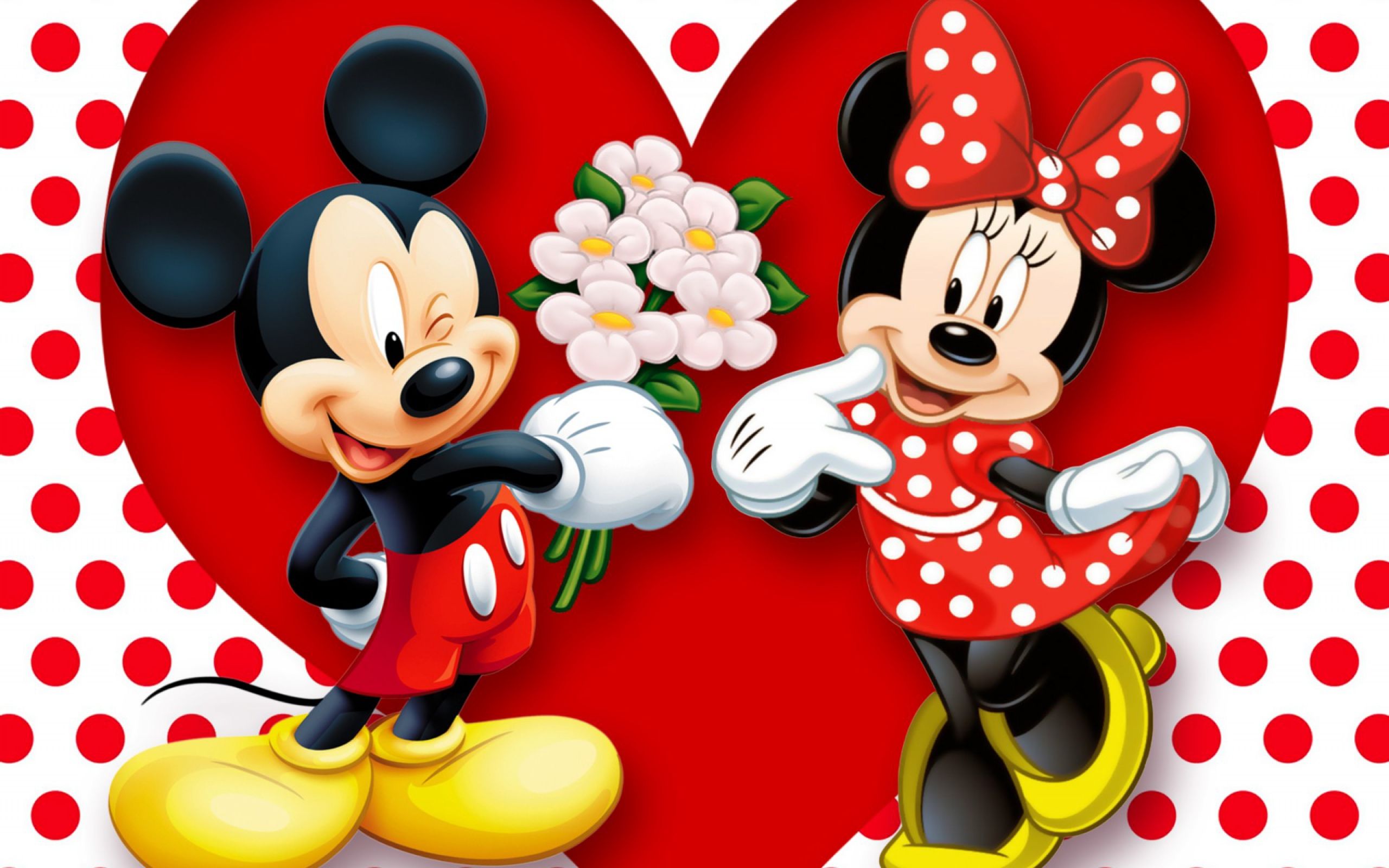 HD Background Mickey Mouse And Minnie Mouse Love Couple Heart