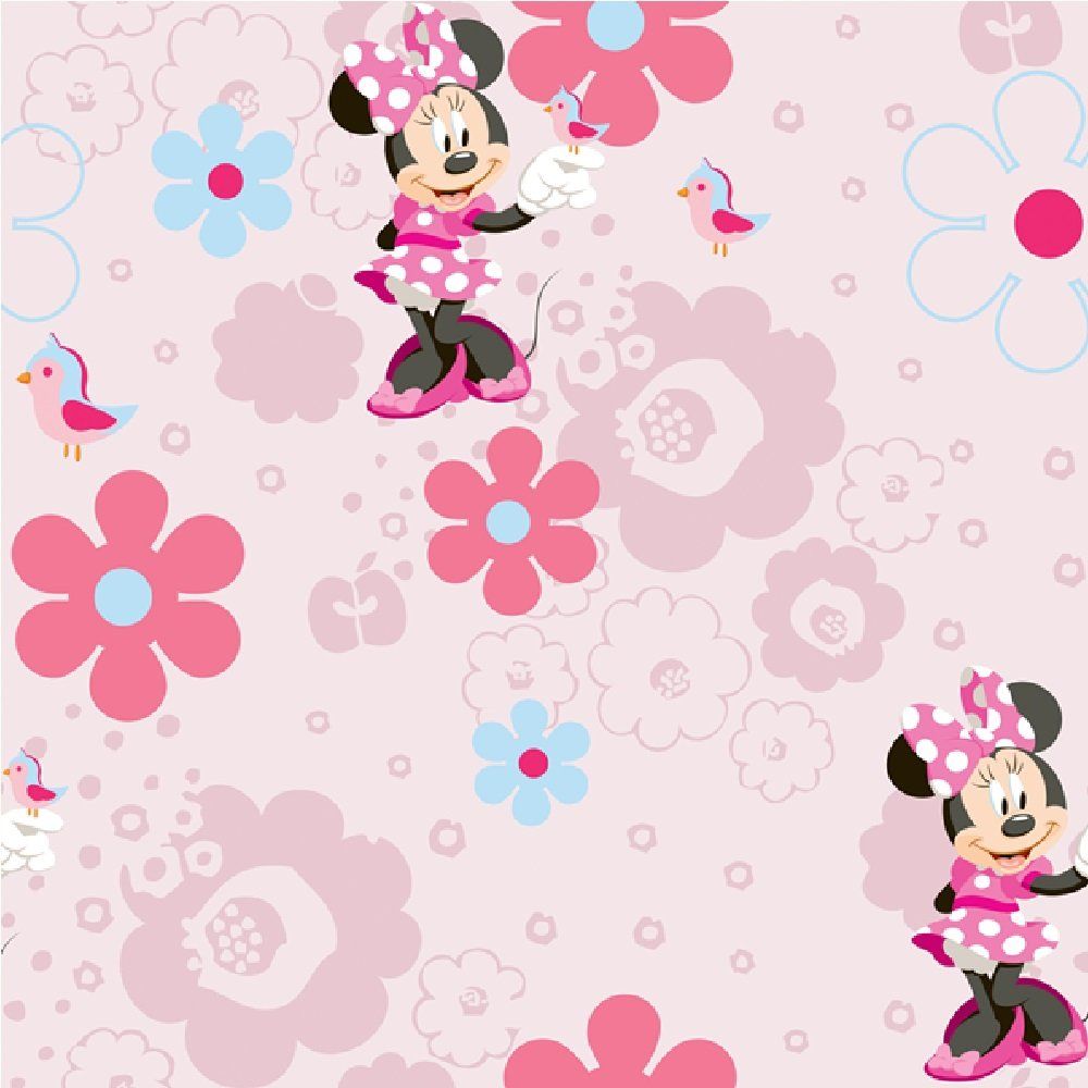 Disney Minnie Mouse S[pring Walk Wallpaper 10m Roll Pink Bedroom 72199