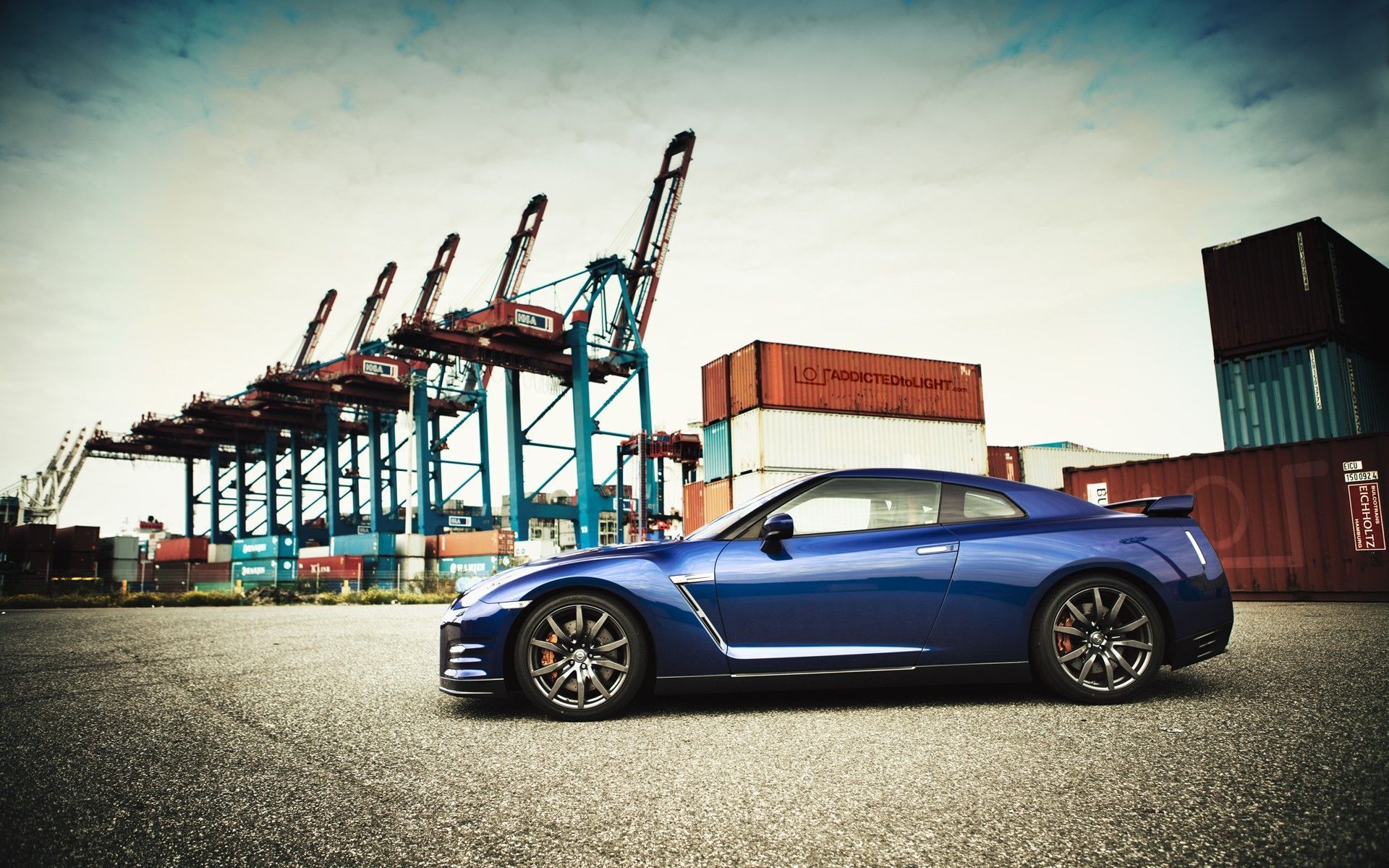 Blue cars dockyard Nissan GT-R R35 wallpaper | 1920x1200 | 62088 ...