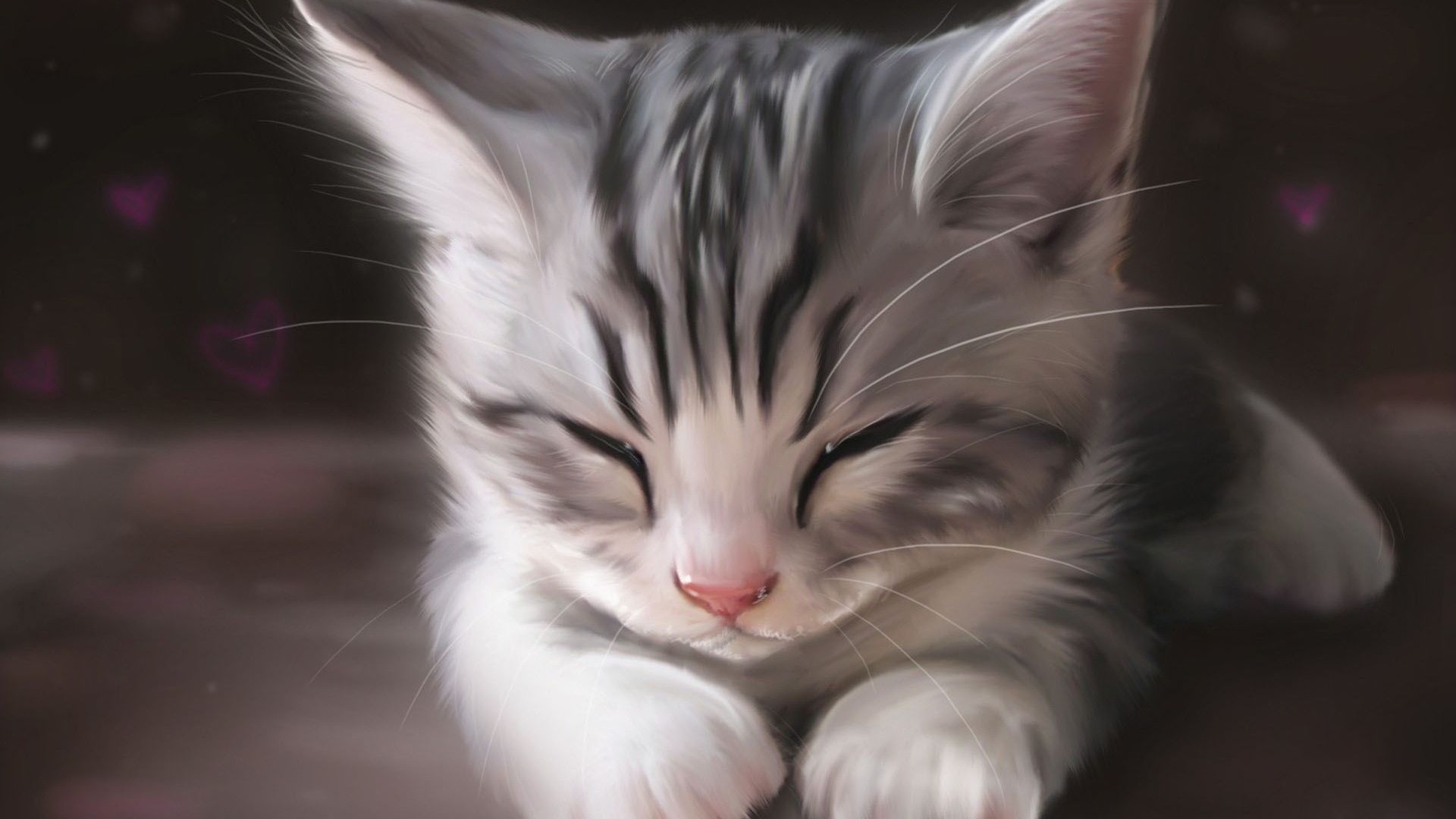 Art watercolor, cute cat sleeping Wallpaper | 1920x1080 resolution ...