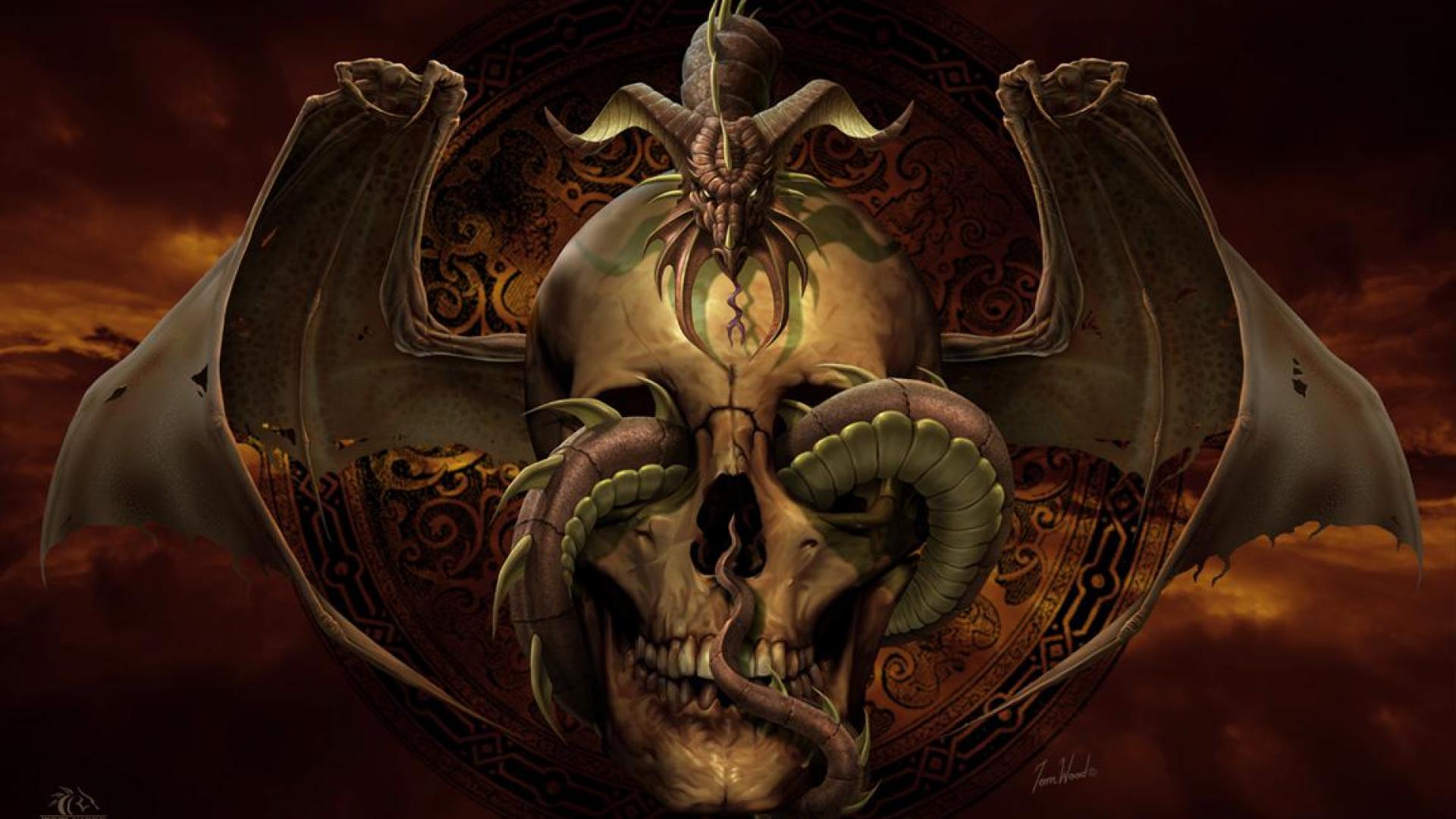 Dragon and skull - - High Quality and Resolution