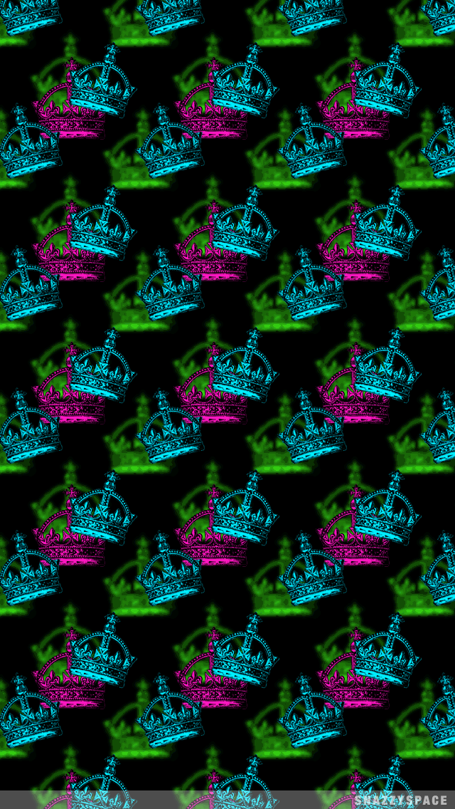 Falling Neon Crowns iPhone Wallpaper