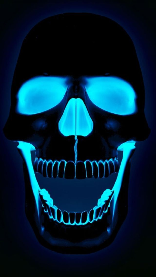 Neon Blue Skull iPhone 5 Wallpaper (640x1136)