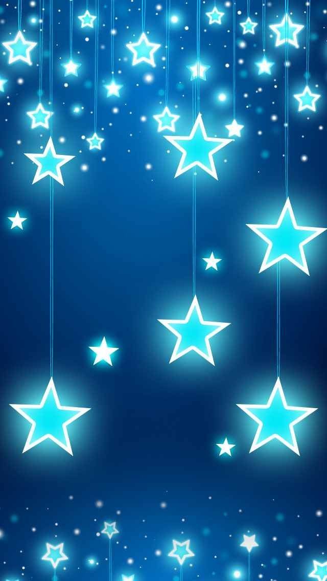 Blue Stars Glitter, Sparkle, Glow Phone Wallpaper - Background ...