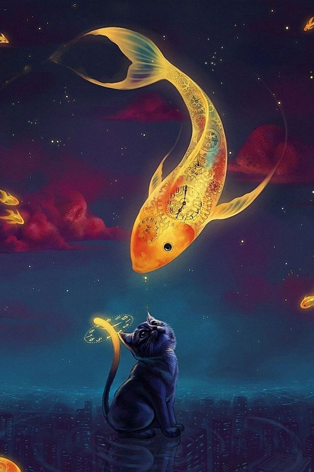 fantasy goldfish kitten HD Wallpaper #9049