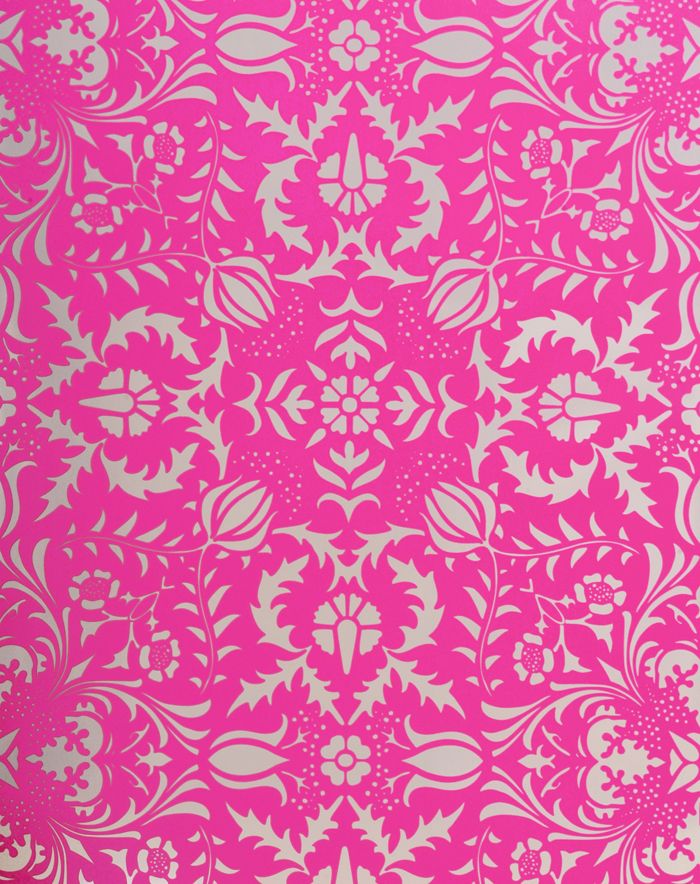 Dauphine Hot Pink Damask Wallpaper - Little Crown Interiors