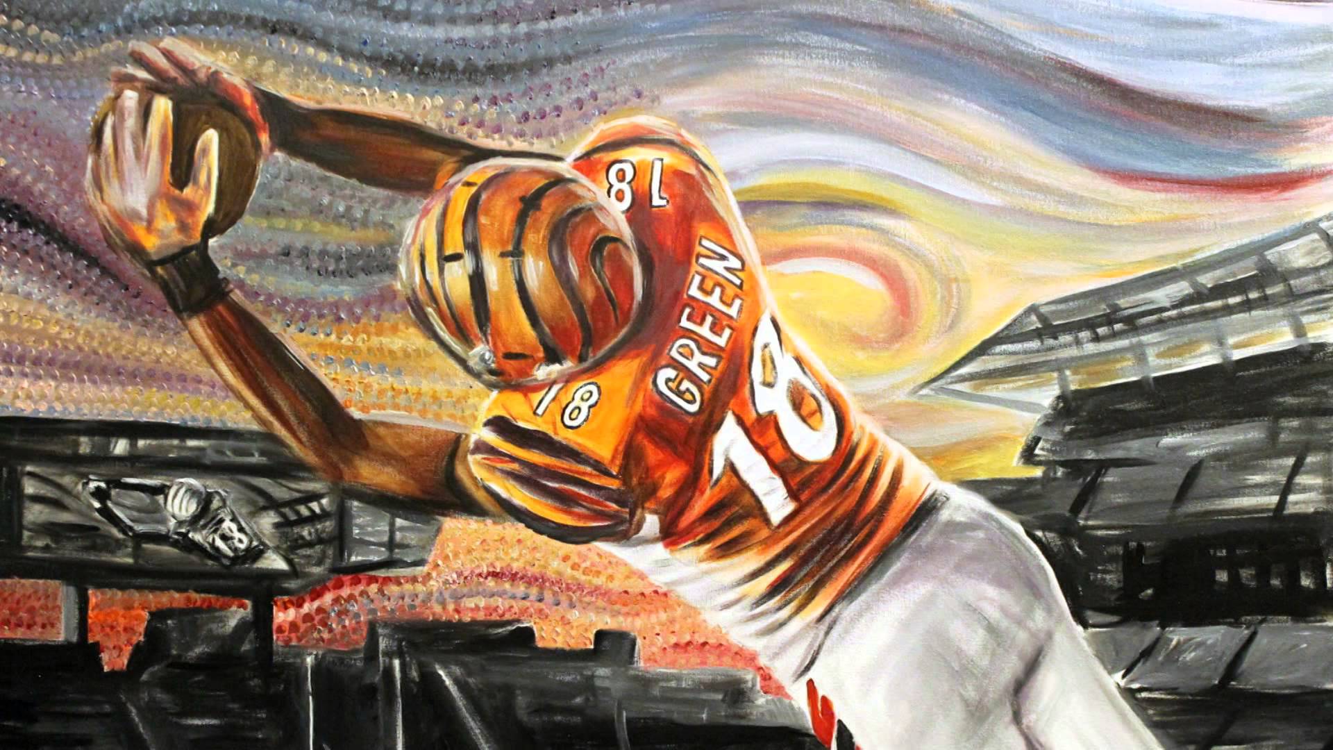 AJ Green Painting by Greg Matsey - Time-lapse - YouTube