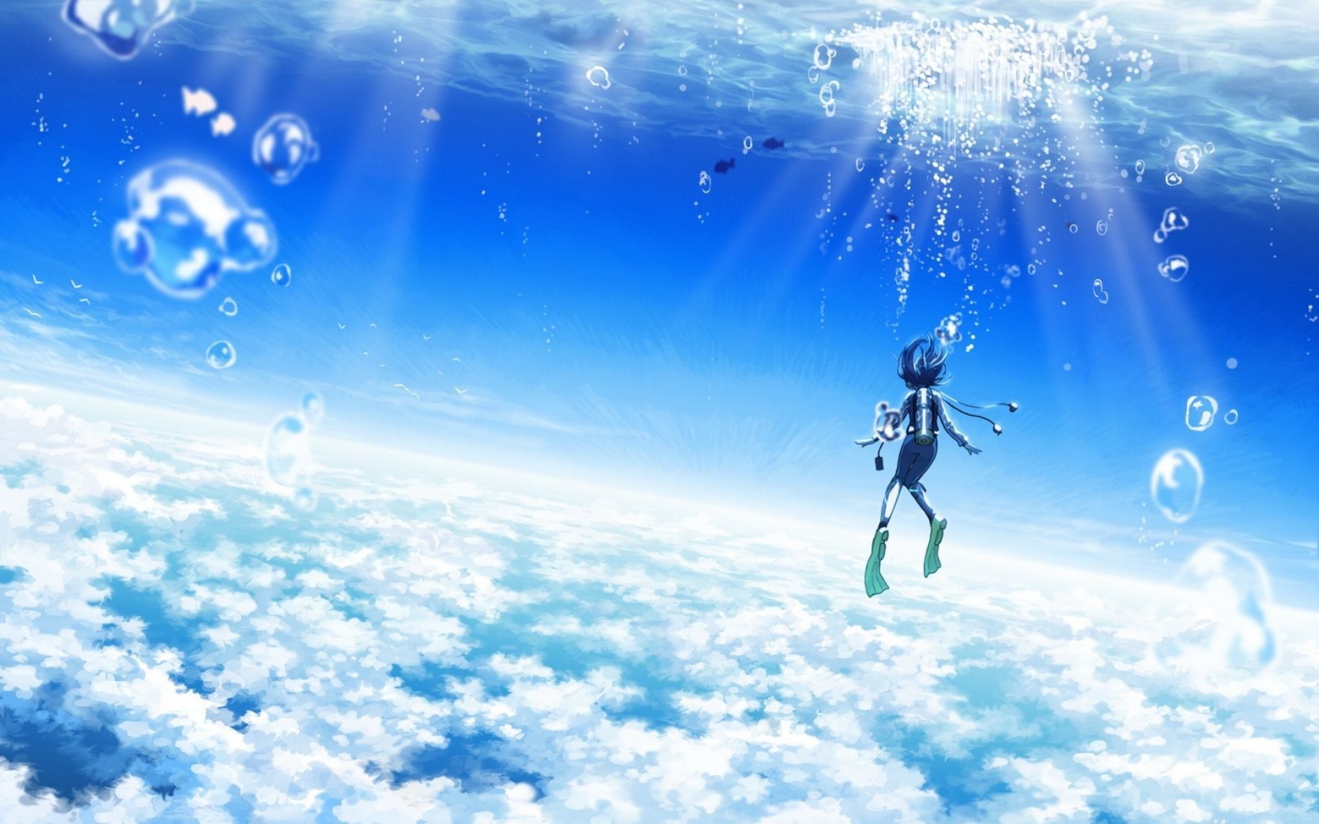 Sea Blue Anime Background Wallpapers  Blue Anime Wallpapers