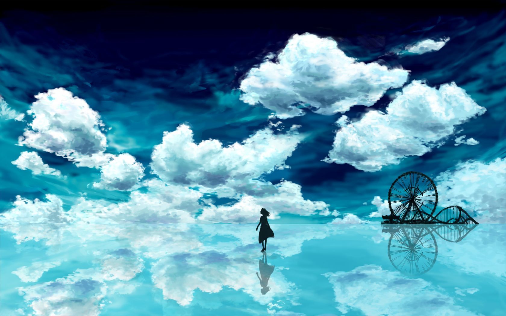 Blue Sky Anime Scenery Wallpaper 1680x1050 ID45903