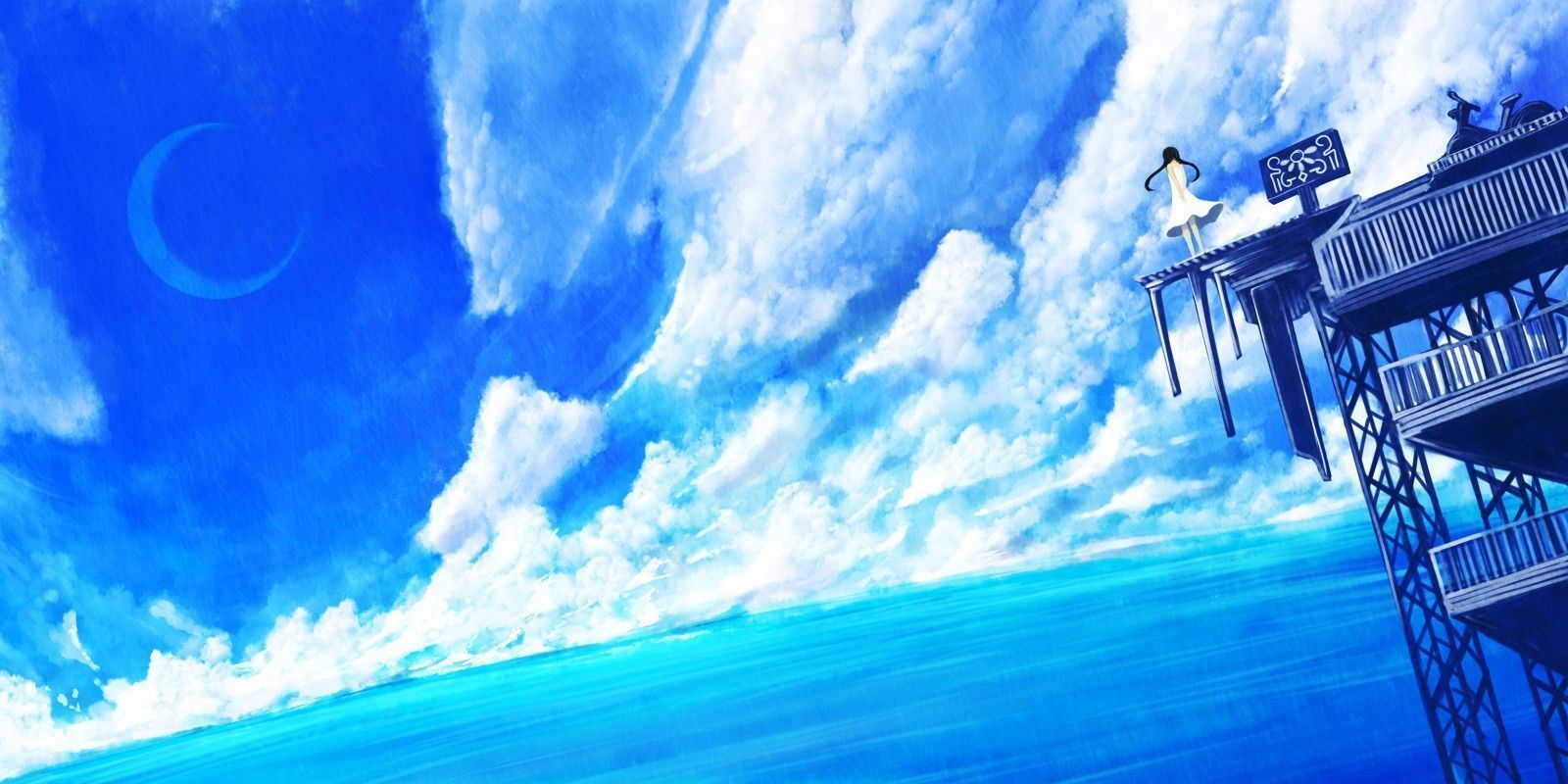 Blue Anime Scenery Wallpaper 1600x800 ID56172