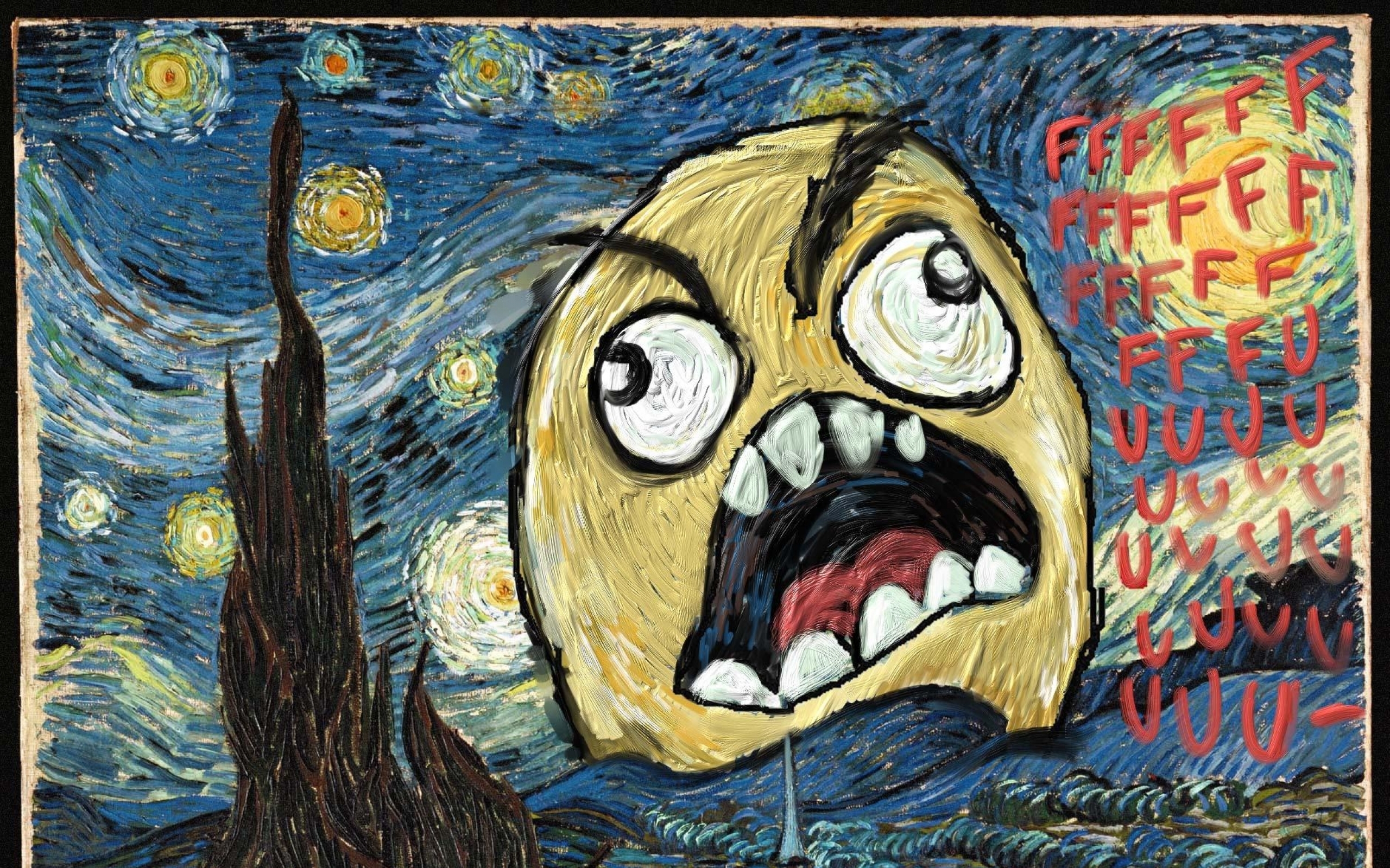 Wallpapers Van Gogh Parody Vincent Rageface Starry Night X Art ...