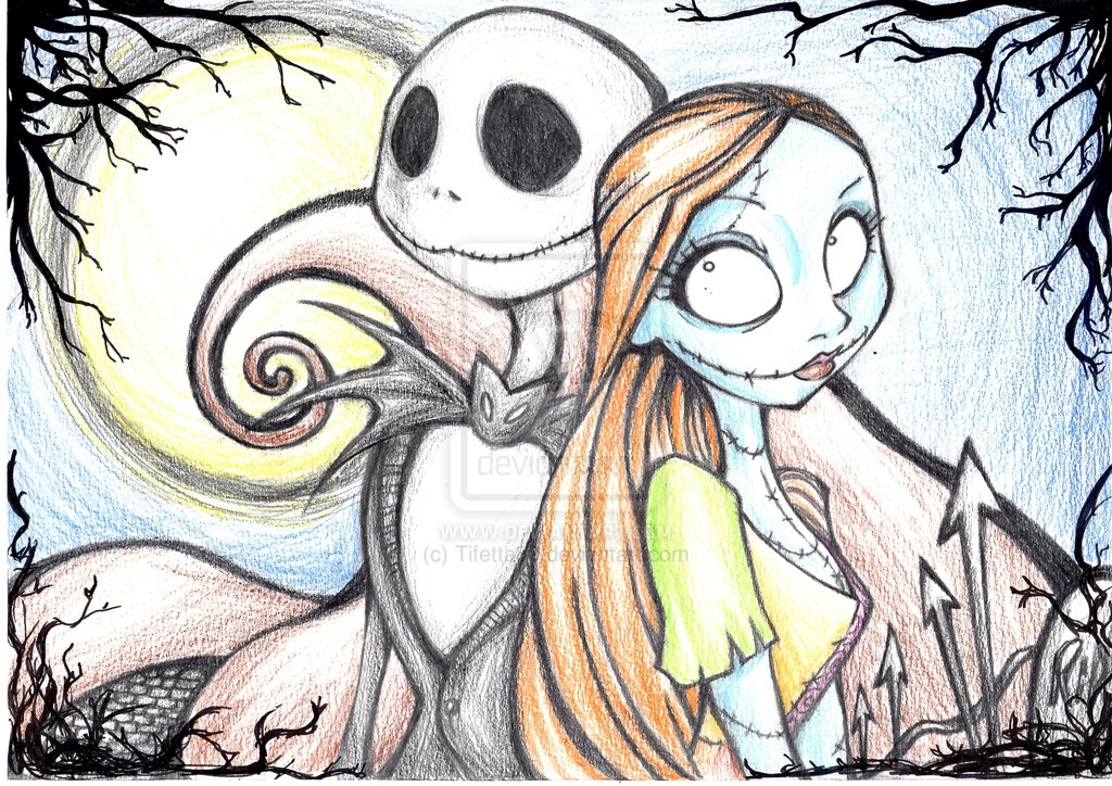 Jack and Sally coloured by AllieNine on DeviantArt