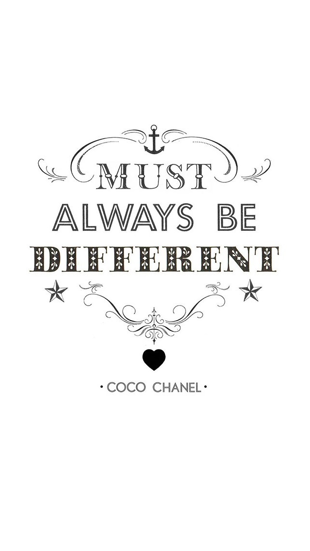 Must Always Be Different Coco Chanel iPhone 5 Wallpaper / iPod ...