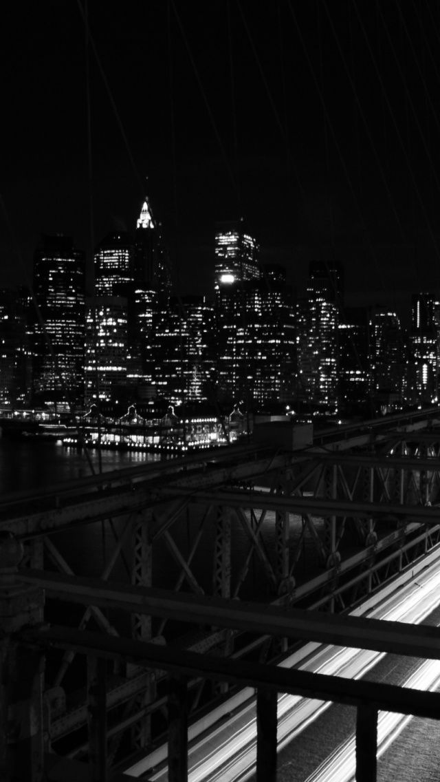 New York by night in black and white iPhone 5 Wallpaper | ID: 24736
