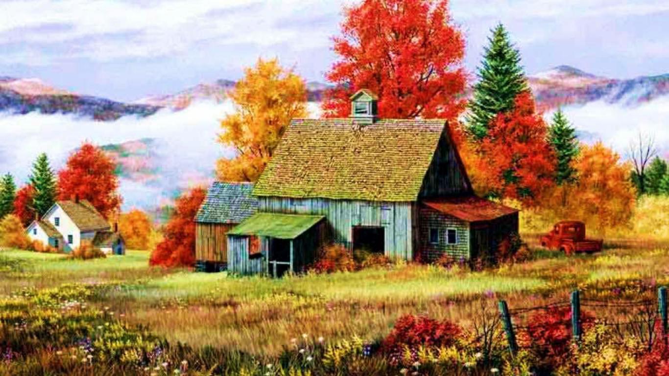 Country home at autumn - High Quality and Resolution