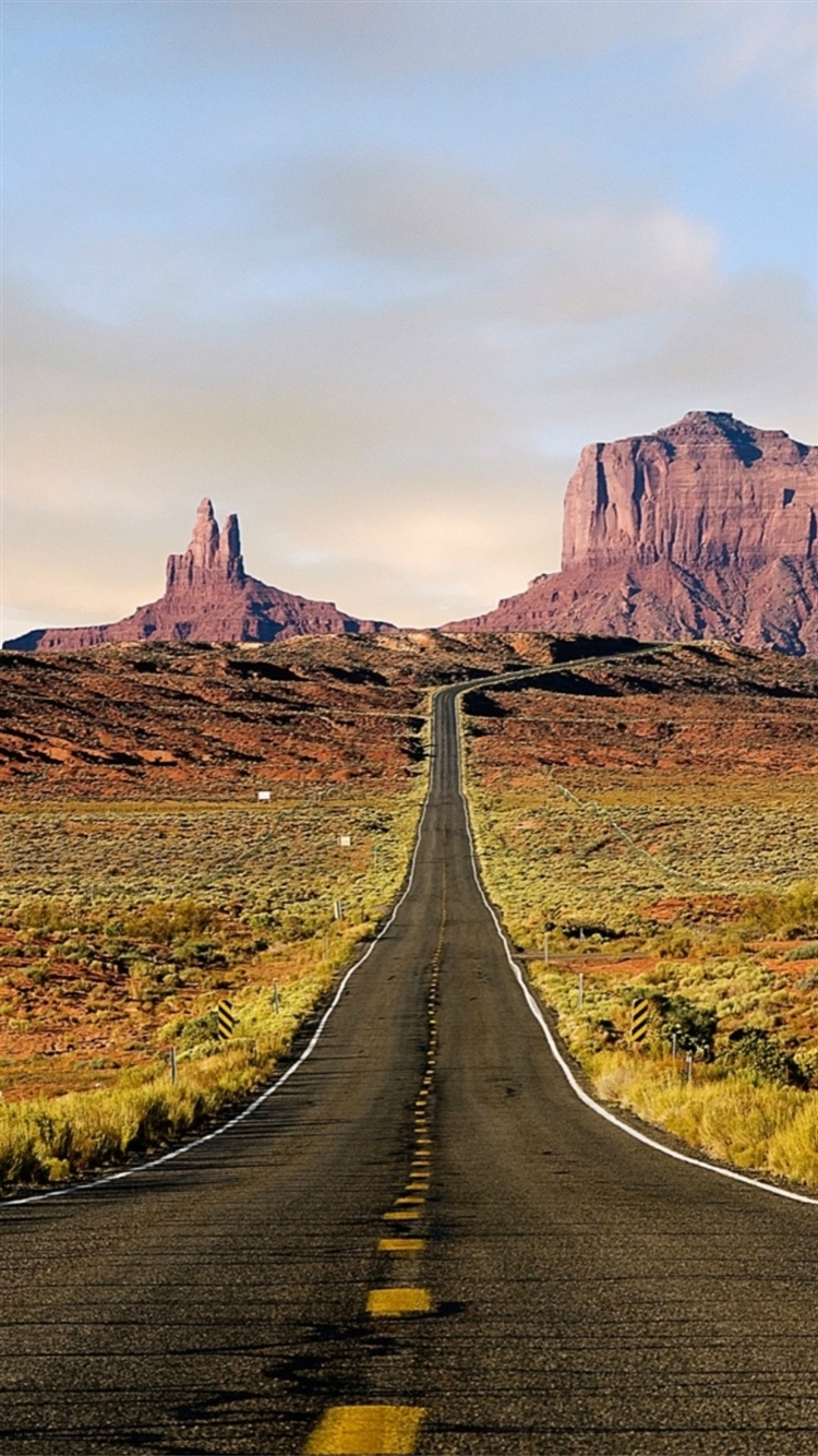 Nature Endless Road Rock Mountains Landscape iPhone 6 Wallpaper ...