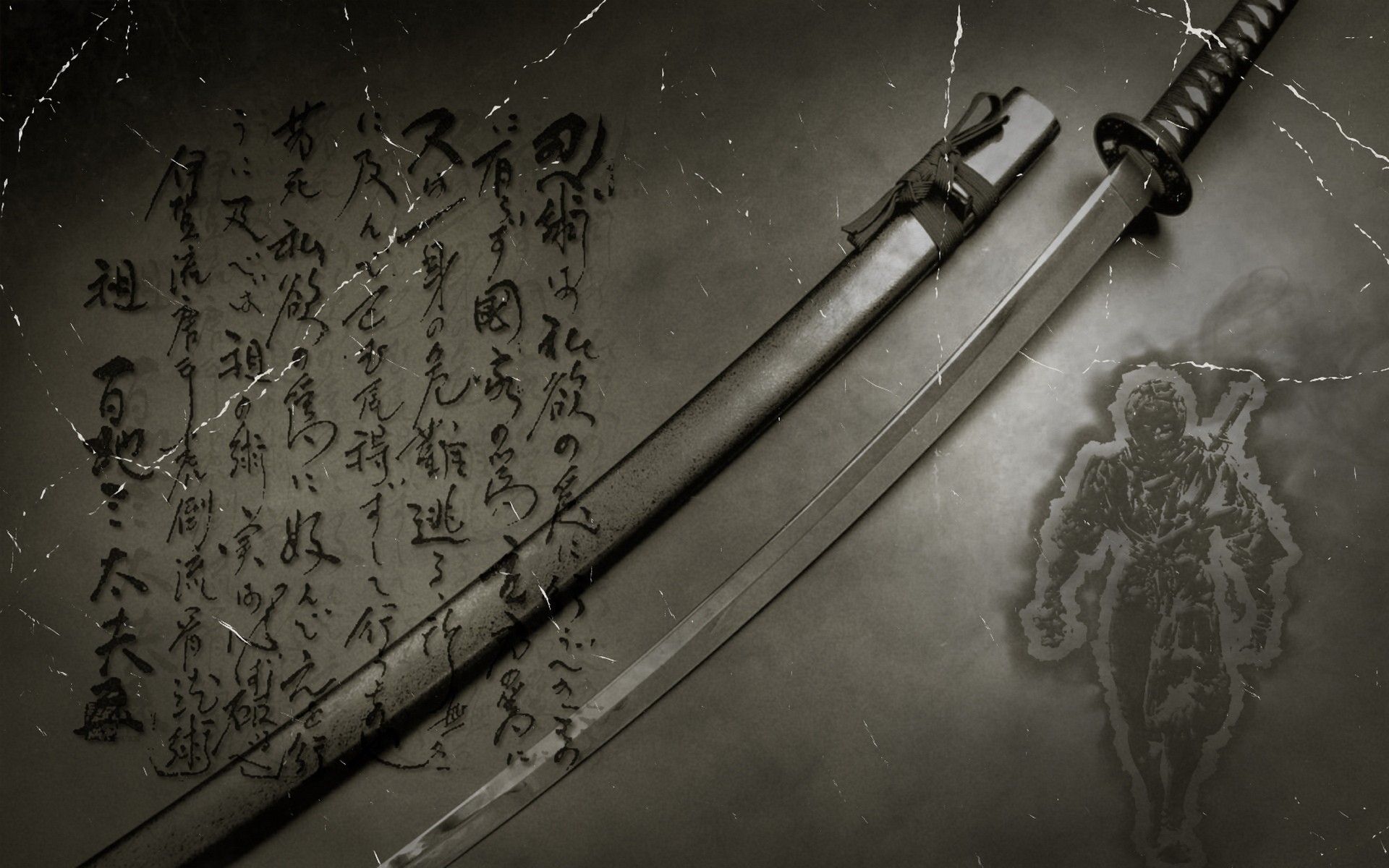 Sword, Anime, Japanese, Digital Art, Katana, Kanji Wallpapers HD