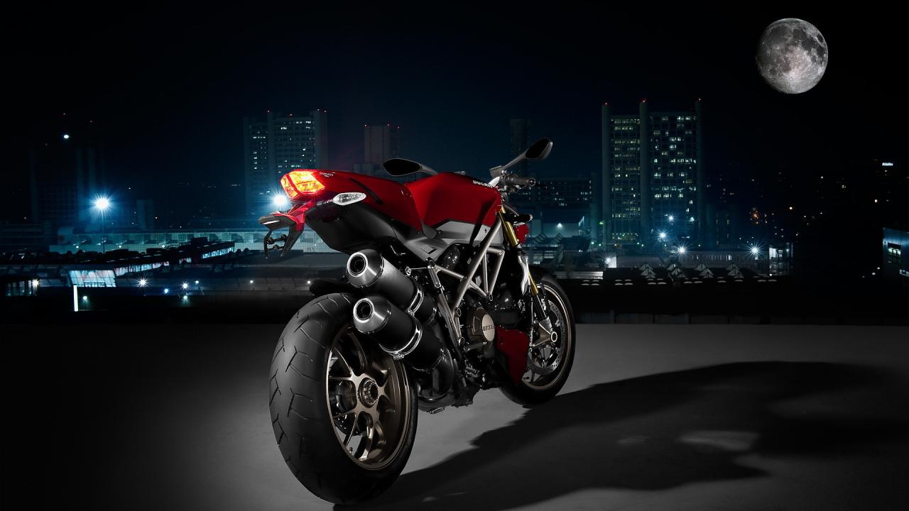 Wallpapers Street Bike Ducati Streetfighter Motorbike Night Moon
