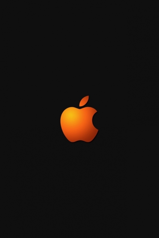 Black and Orange Apple Logo iPhone HD Wallpaper