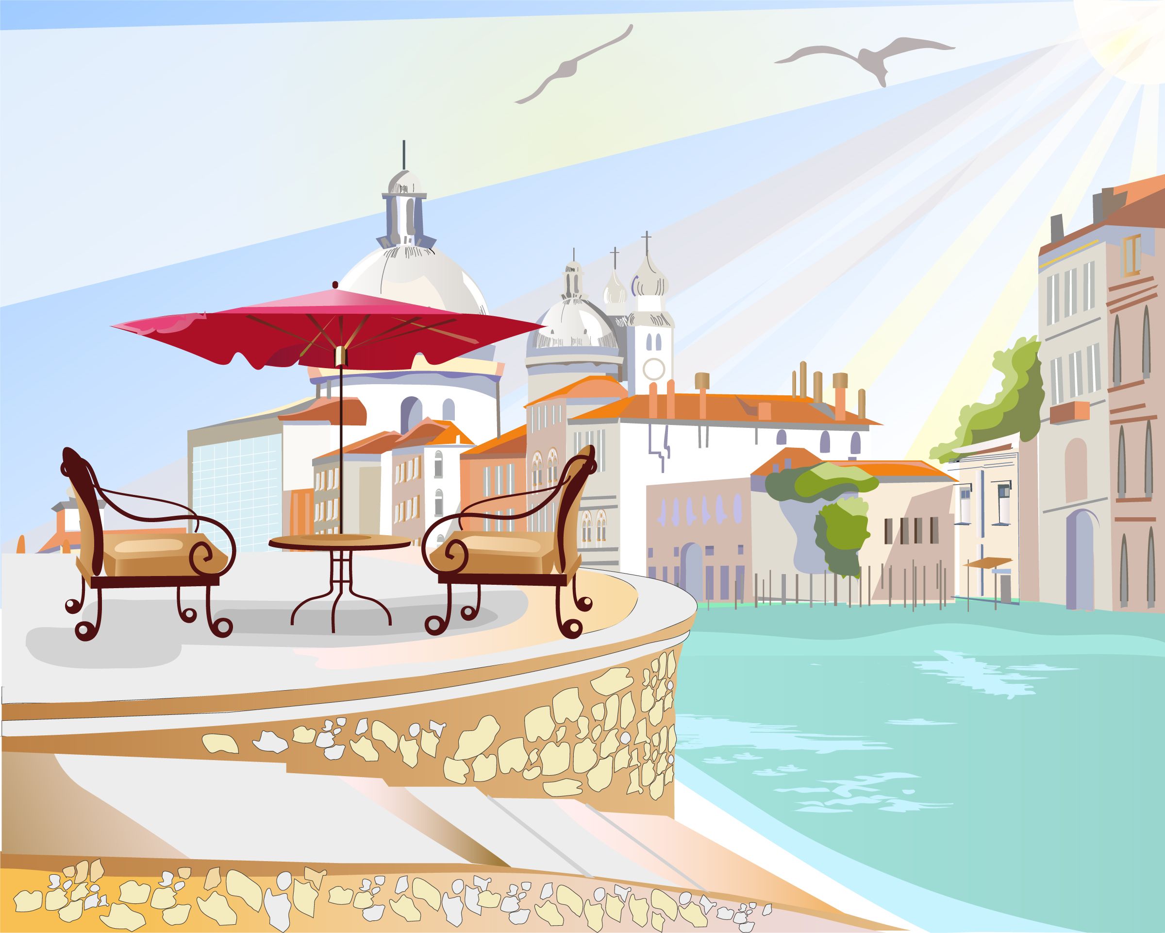 Backgrounds & Textures Vector Free Quaint Outdoor Cafe City